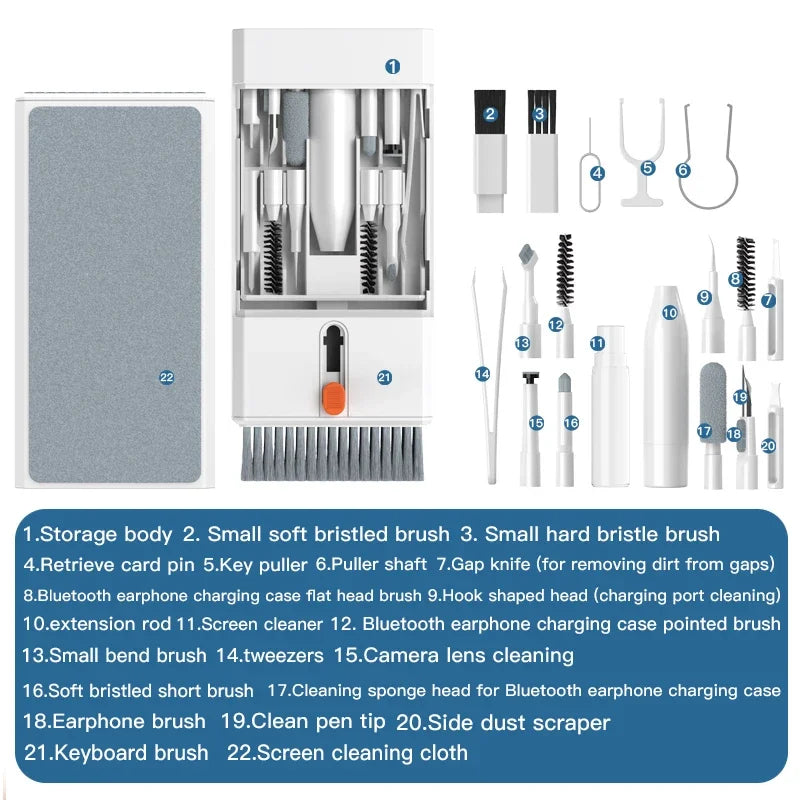 22-in-1 Multi-Function Cleaning Kit for iPhone AirPods PC Keyboard Phone Headphone