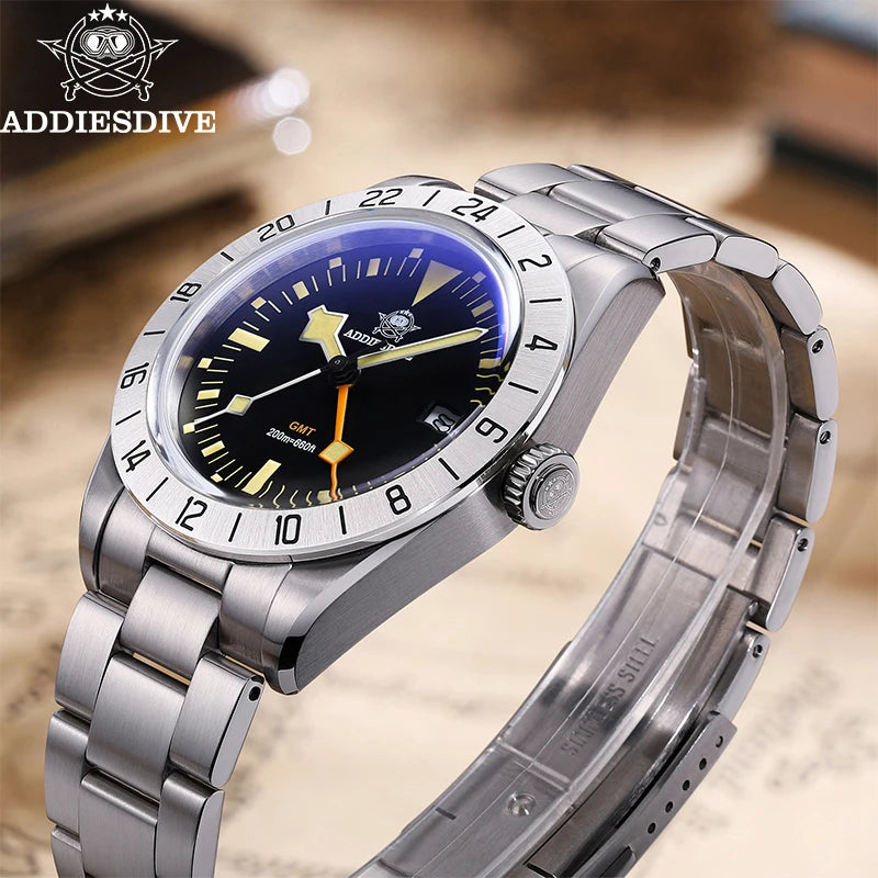 GMT Watch Explorer 200m Waterproof Luminous Stainless Steel Diver