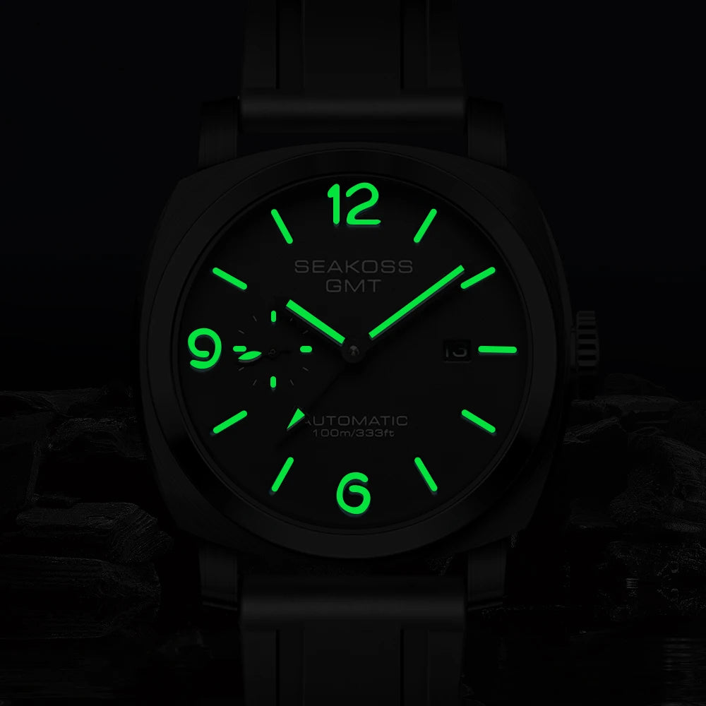 SEAKOSS GMT Diving Automatic Seagull 316L Super Luminous Calendar 10Bar