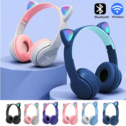 Wireless Bluetooth Headphones Cat Ears Gaming Light Headsets