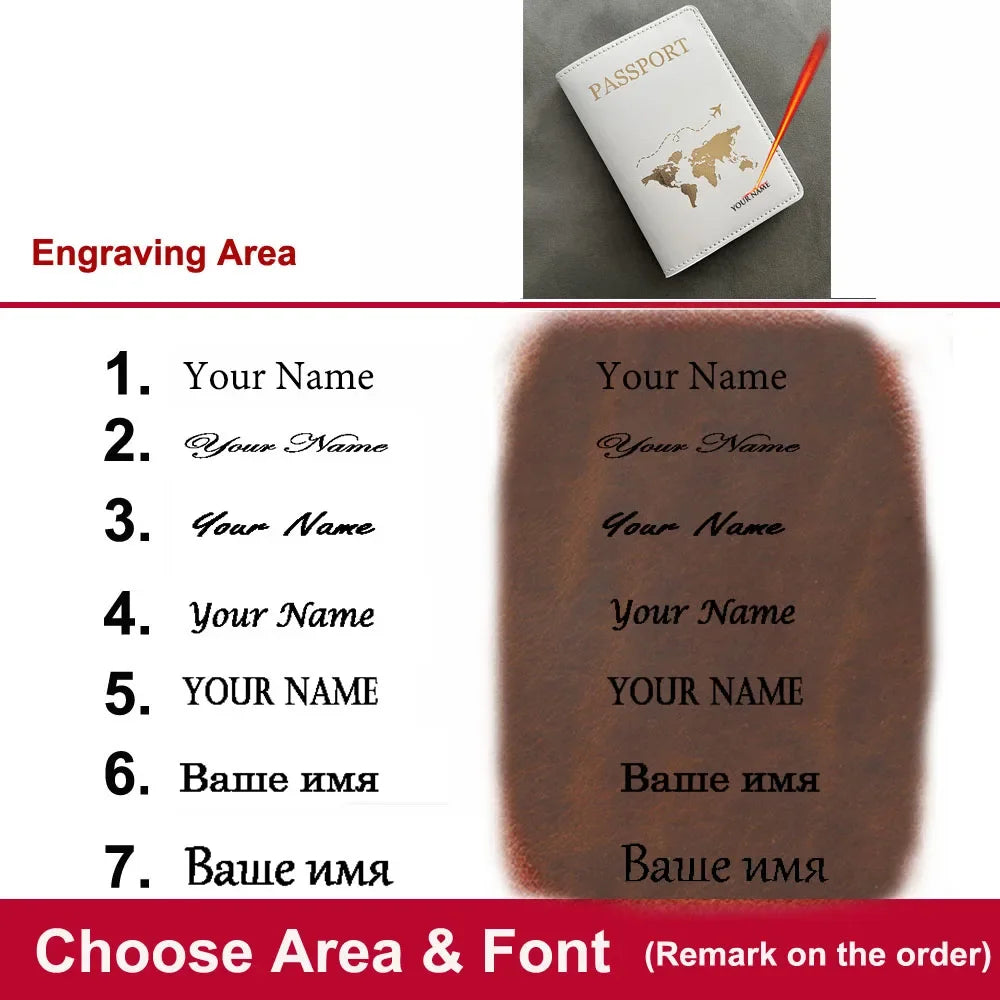Personalised Passport Cover with Names Engraved