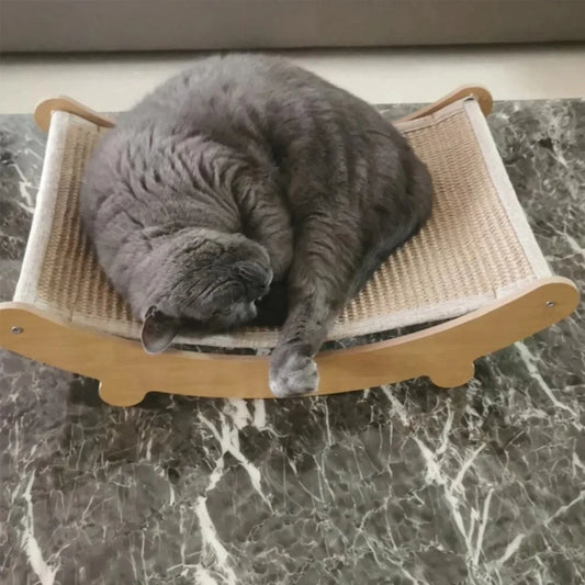 Stylish Wooden Cat Scratching Pad and Sleep Solution