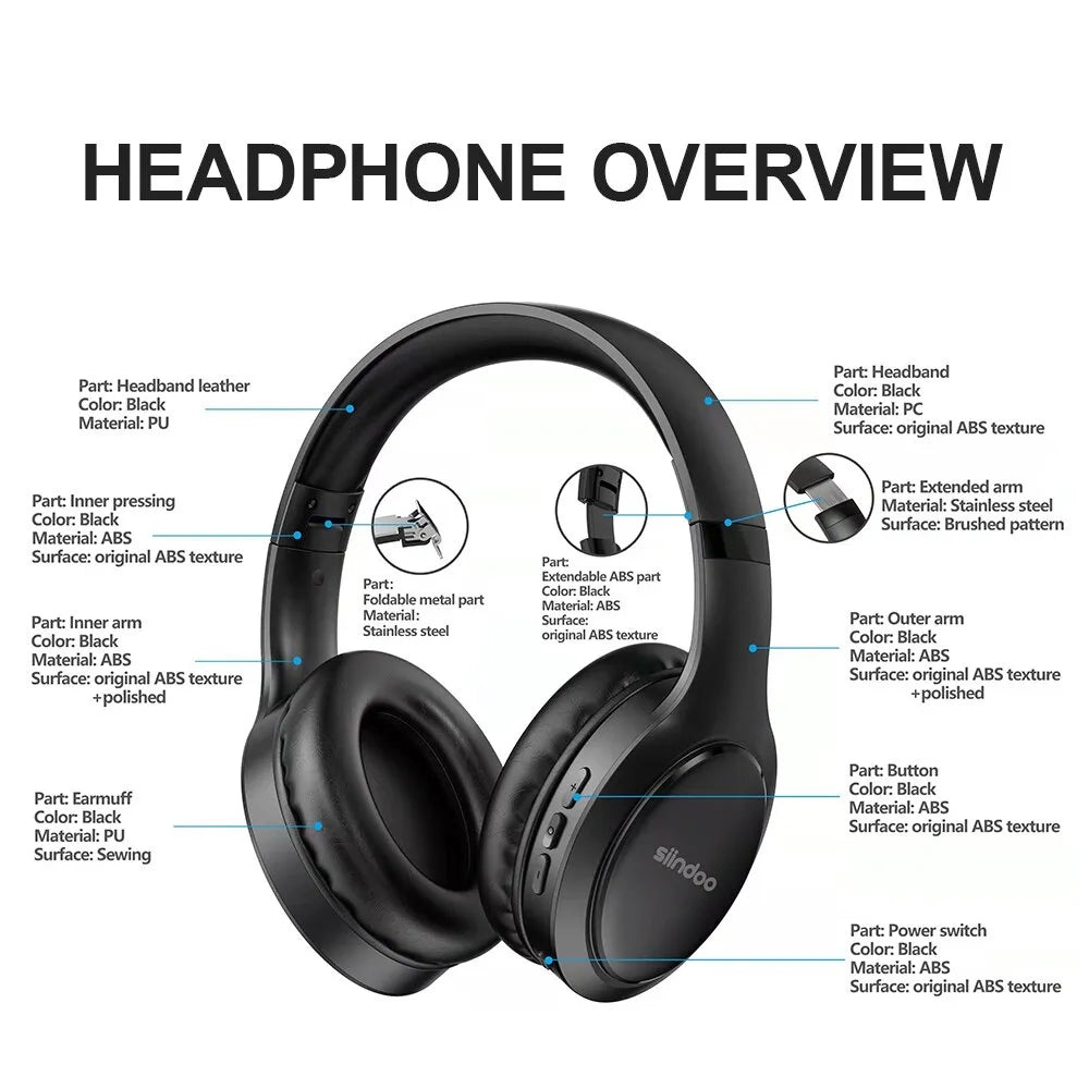 Bluetooth Headphones Foldable for Smartphone & Laptops