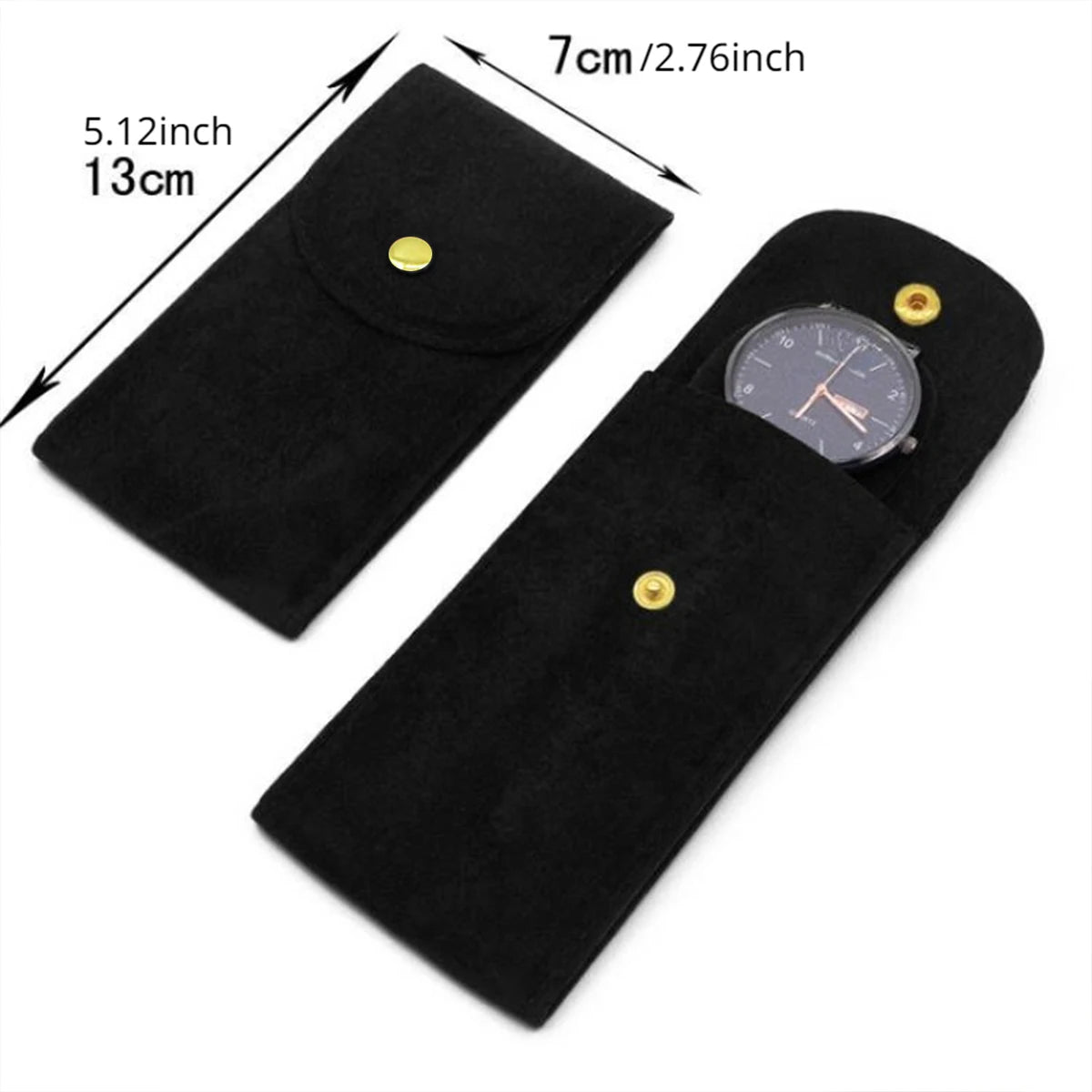 Single Watch Storage Pouch Soft Velvet Travel Case Protective Cushion