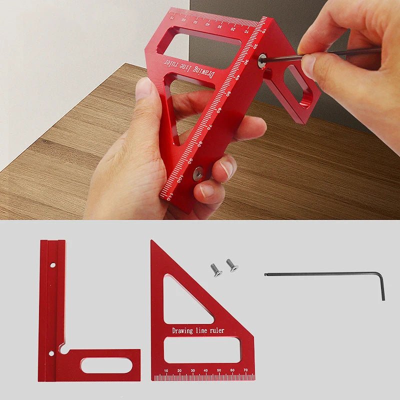 Wood Square Protractor Aluminum Miter Triangle Ruler Measuring Tool
