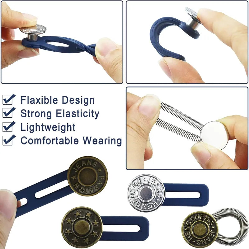 10PC Metal Button Extender For Pants Jeans Free Sewing Waist Extenders