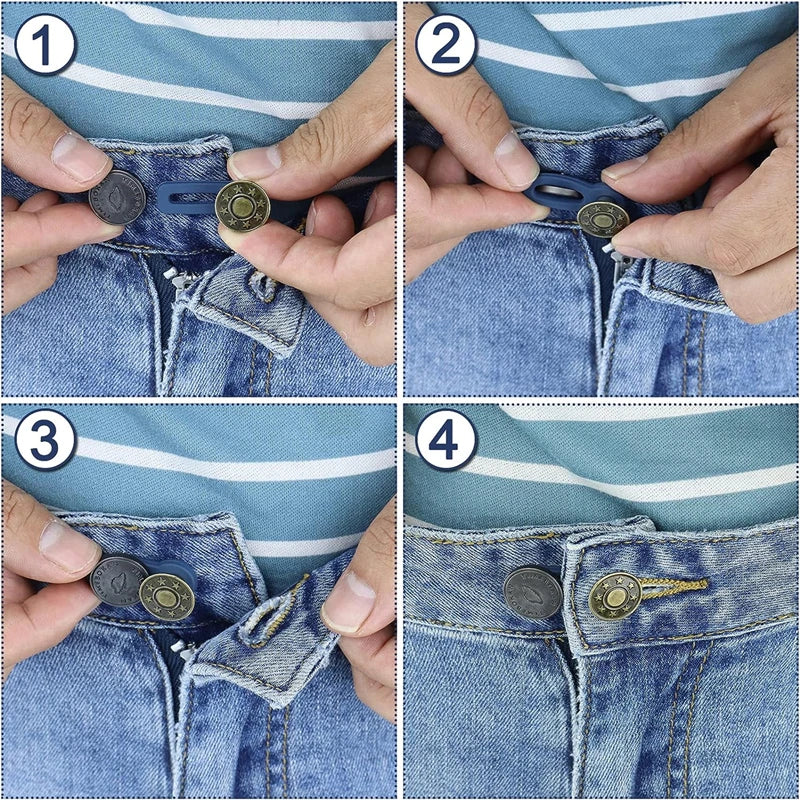 10PC Metal Button Extender For Pants Jeans Free Sewing Waist Extenders