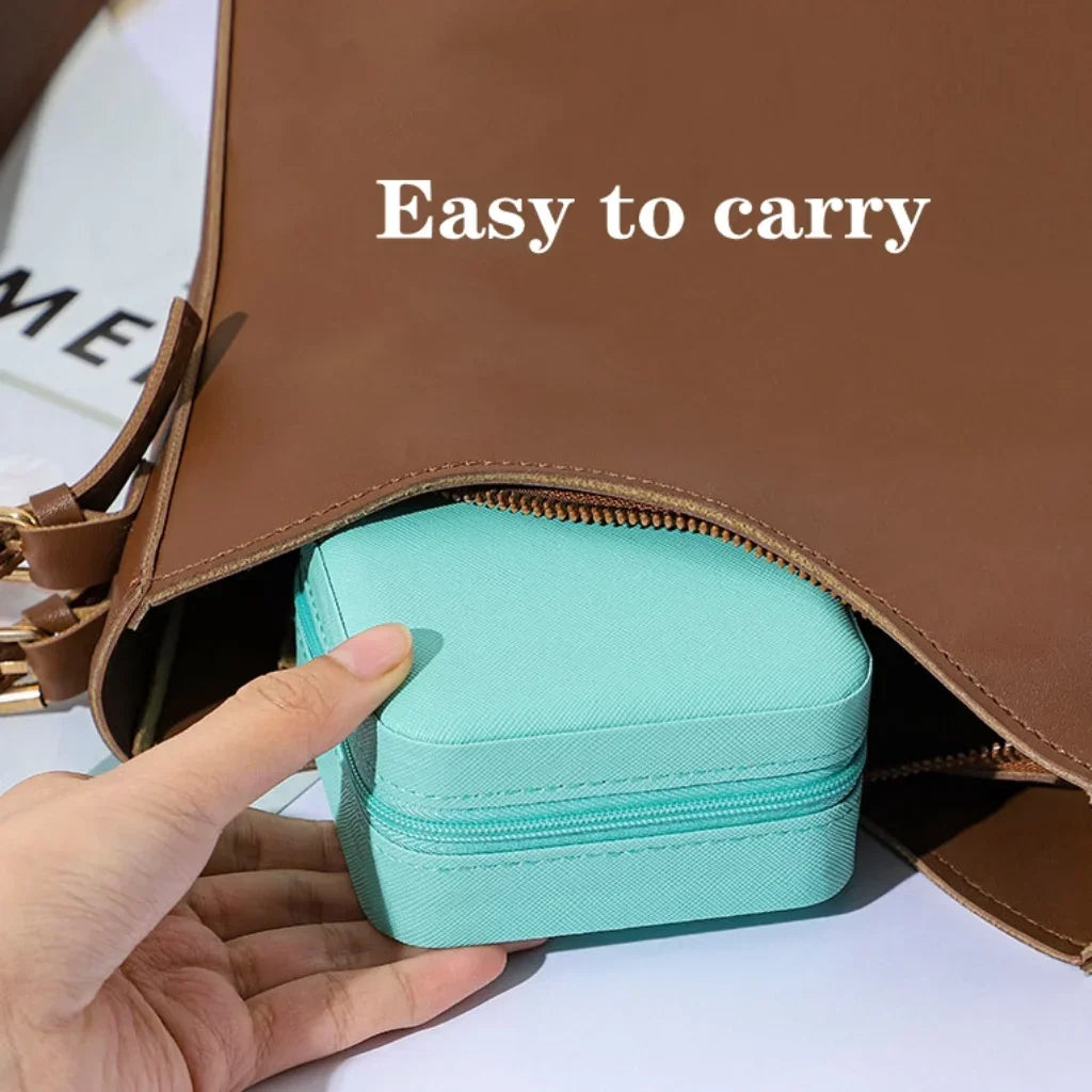 Mini Jewelry Organizer Display Travel Jewelry Zipper Case Box