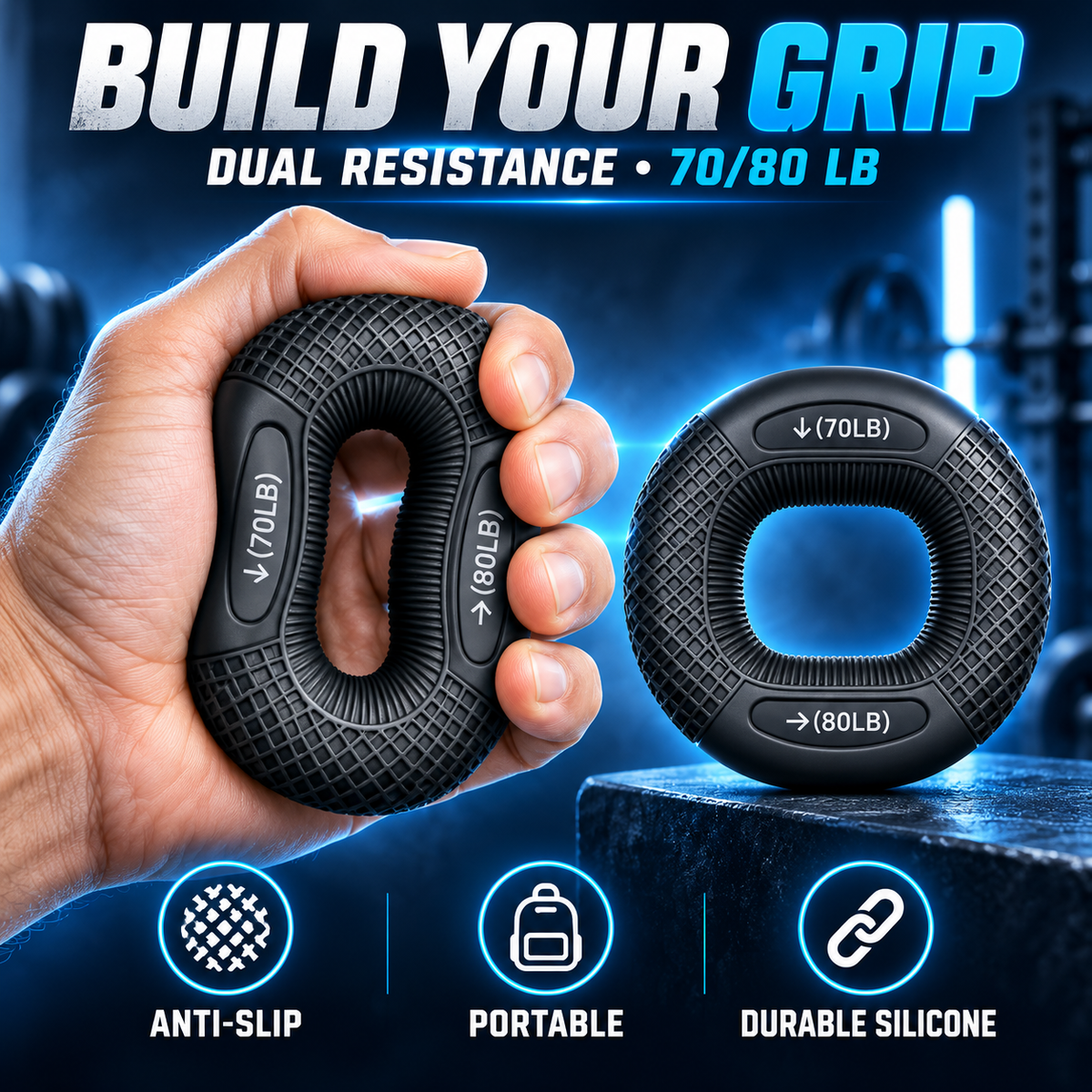 Resistance Silicone Hand Grip Strengthener – Finger, Wrist & Forearm Trainer for Gym, Climbing and Sports