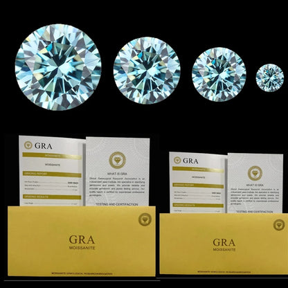 Blue Colored Moissanite Loose Stones VVS1 Certified Moissanite With Cert Report
