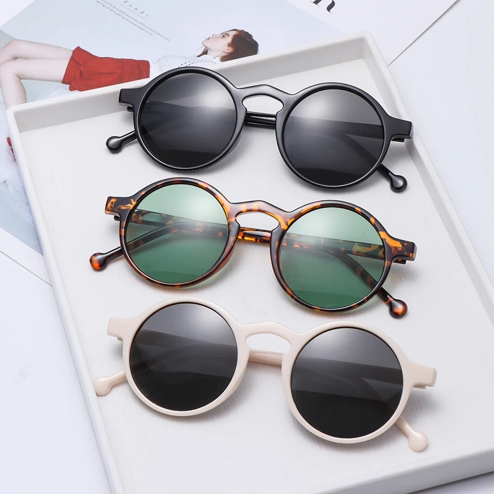 New Hot Summer UV400 Sunglasses Korean Style Retro Round Sun Glasses Brand Designer Small Frame Outdoor Hiking Driving Eyewear
