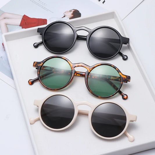 New Hot Summer UV400 Sunglasses Korean Style Retro Round Sun Glasses Brand Designer Small Frame Outdoor Hiking Driving Eyewear