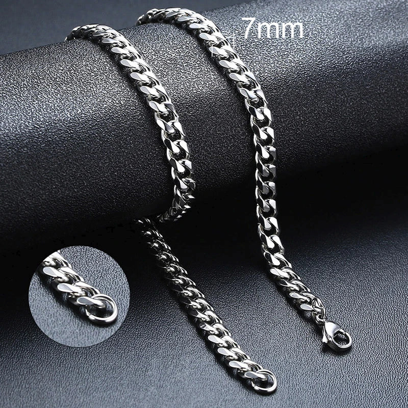 Cuban Chain Necklace Unisex Stainless Steel Solid Metal Jewellry GIFT