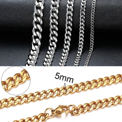 Cuban Chain Necklace Unisex Stainless Steel Solid Metal Jewellry GIFT