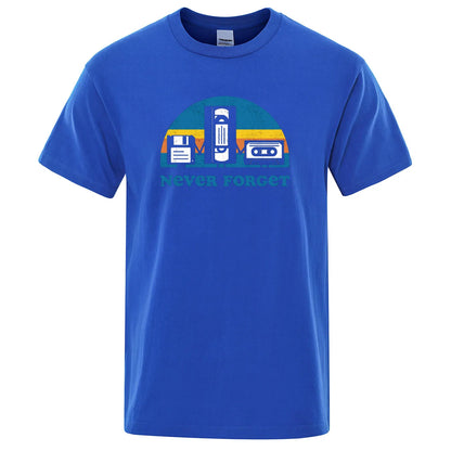 Never Forget Sarcastic Graphic Music Funny Printed T-Shirt Men Loose Oversize Tshirt Casual Breathable Short Sleeve Clothing