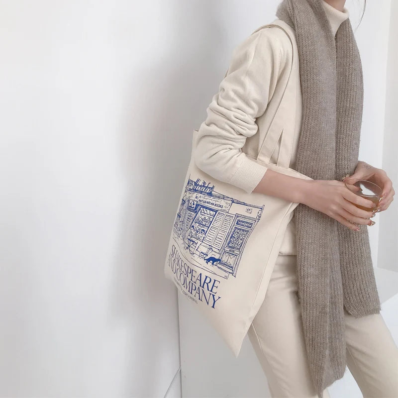 Canva Shoulder Bag Shopping Bags Cloth Fabric