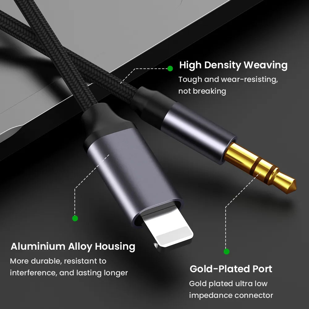 Ligntning to 3.5mm Jack Aux Cable Speaker Adapter for Apple iPhone