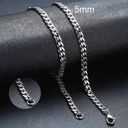 Cuban Chain Necklace Unisex Stainless Steel Solid Metal Jewellry GIFT