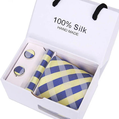 100% Silk Tie Men 7.5cm Set Christmas Gift For Him