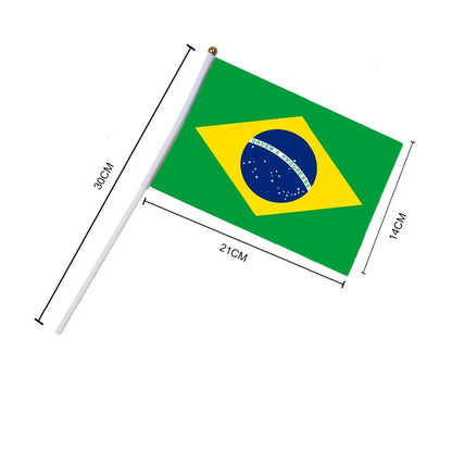 14x21cm 10pcs Brazil national flag hand waving flags parade Sports