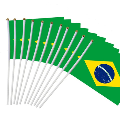 14x21cm 10pcs Brazil national flag hand waving flags parade Sports
