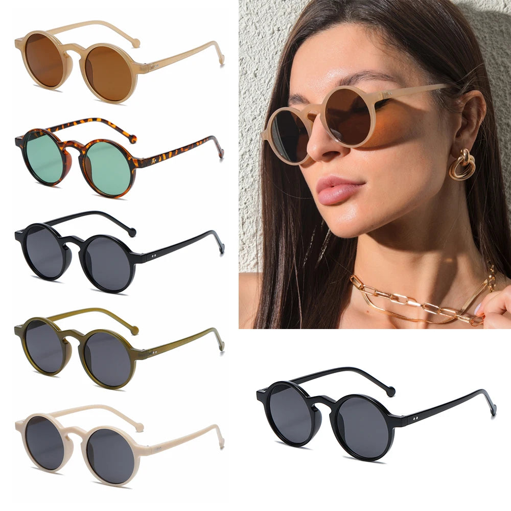 New Hot Summer UV400 Sunglasses Korean Style Retro Round Sun Glasses Brand Designer Small Frame Outdoor Hiking Driving Eyewear