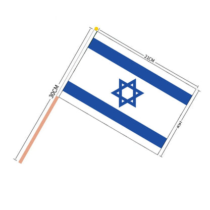 14x21CM 50pcs Israel flag Israel hand flags PVC Pole
