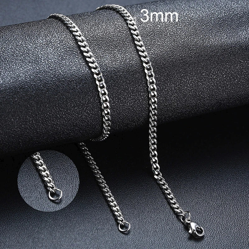 Cuban Chain Necklace Unisex Stainless Steel Solid Metal Jewellry GIFT