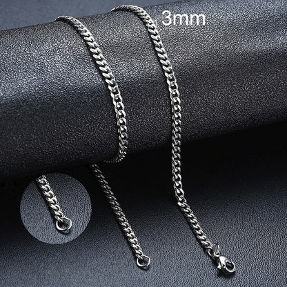 Cuban Chain Necklace Unisex Stainless Steel Solid Metal Jewellry GIFT