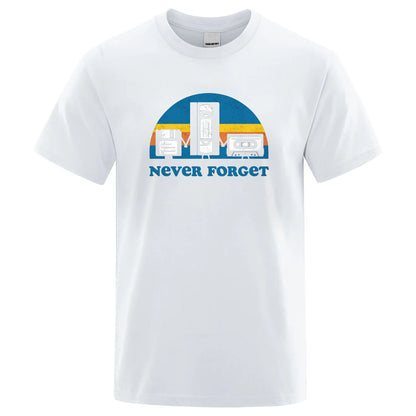 Never Forget Sarcastic Graphic Music Funny Printed T-Shirt Men Loose Oversize Tshirt Casual Breathable Short Sleeve Clothing