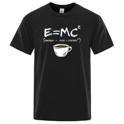 Energy=Milk+Coffee Printing Men Tshirt Casual Breathable Tshirts Funny Cotton Loose Tees Shirts Street Oversized T-Shirts Man