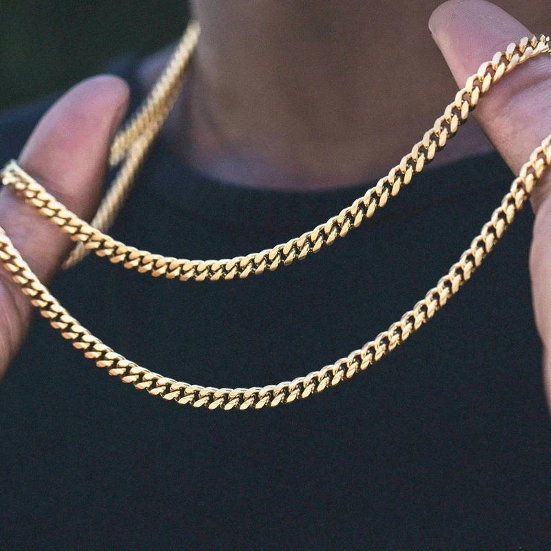 Cuban Chain Necklace Unisex Stainless Steel Solid Metal Jewellry GIFT