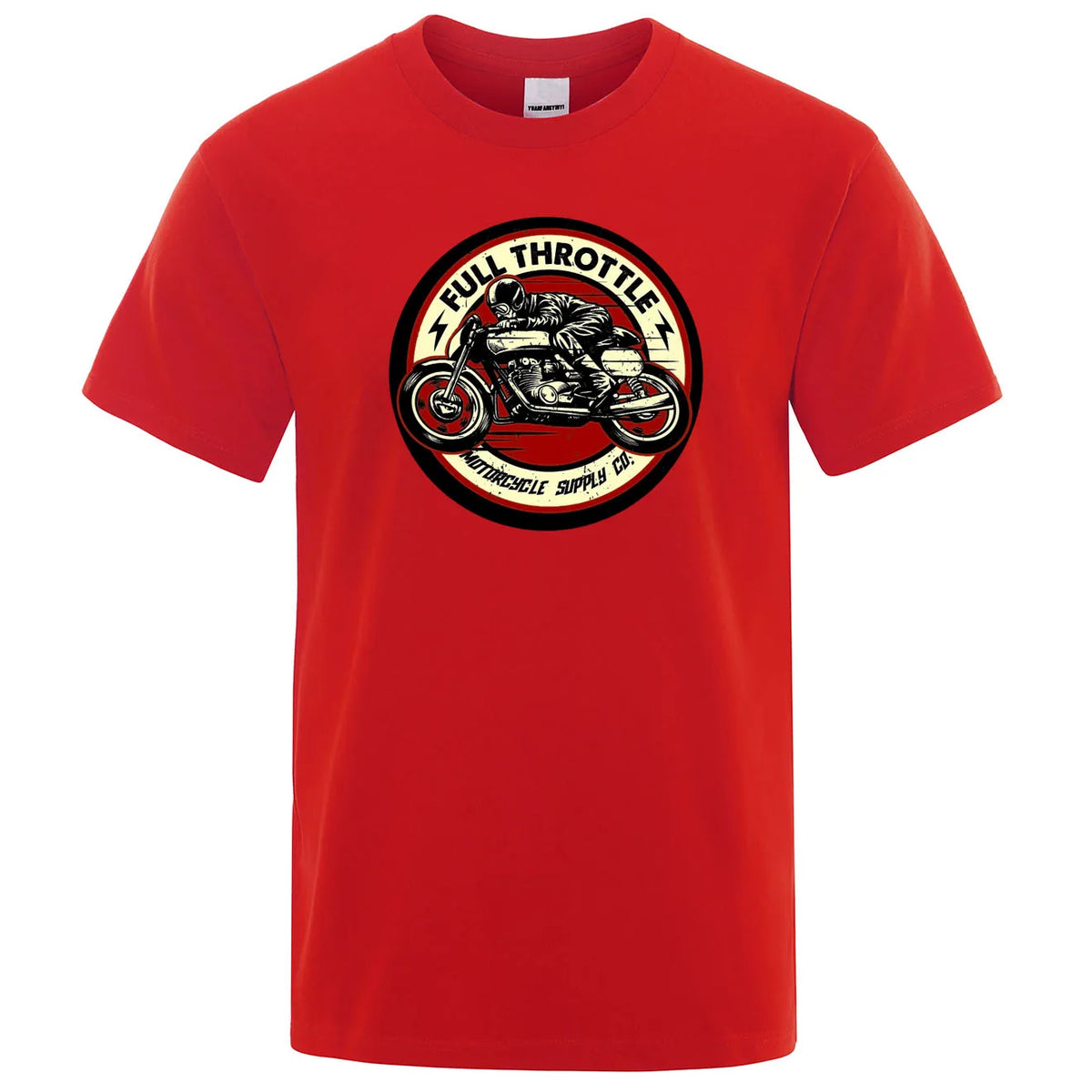 Full Throttle Cafe Racer Rockabilly Biker Printed T-Shirt Men Fashion Casual Short Sleeve Loose Cotton Tshirt Summer Loose Tees