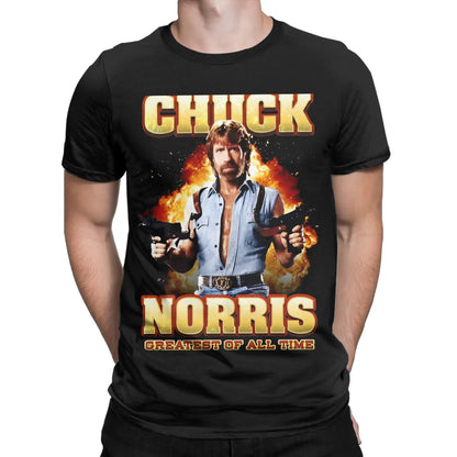 Men Women Printed Chuck Norris Greatest of all Time T Shirt Tee Pure Cotton  T-shirts Clothes