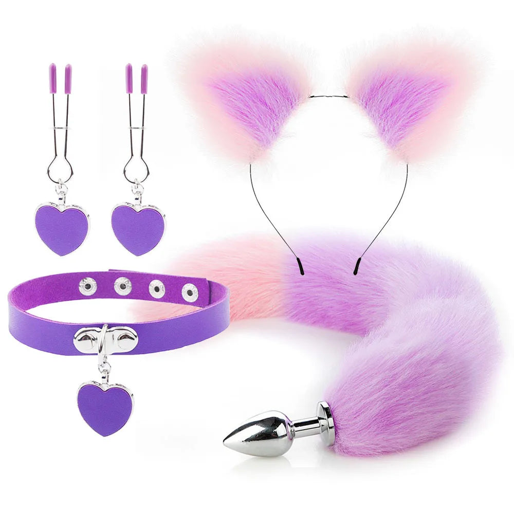 Sexy Fox Tail Butt Plug Sexy Plush Cat Ear Headband For Women Couples