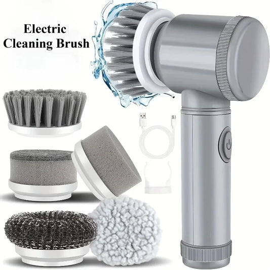 Cordless Electric Spin Scrubber with 5 Replaceable Brush Heads