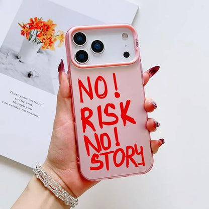 INS No Risk No story Phone Case For iPhone 17 16 15 14 13 12 11 Pro Max Air Matte Laser Aurora Shockproof Funda