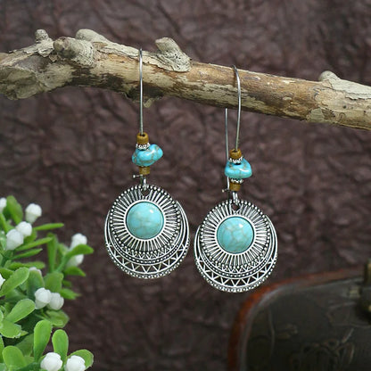 53 Styles Bohemian Vintage Tibetan Silver Geometric Drop Earrings For Women Ethnic Blue Stone Tassel Dangle Earrings Jewelry