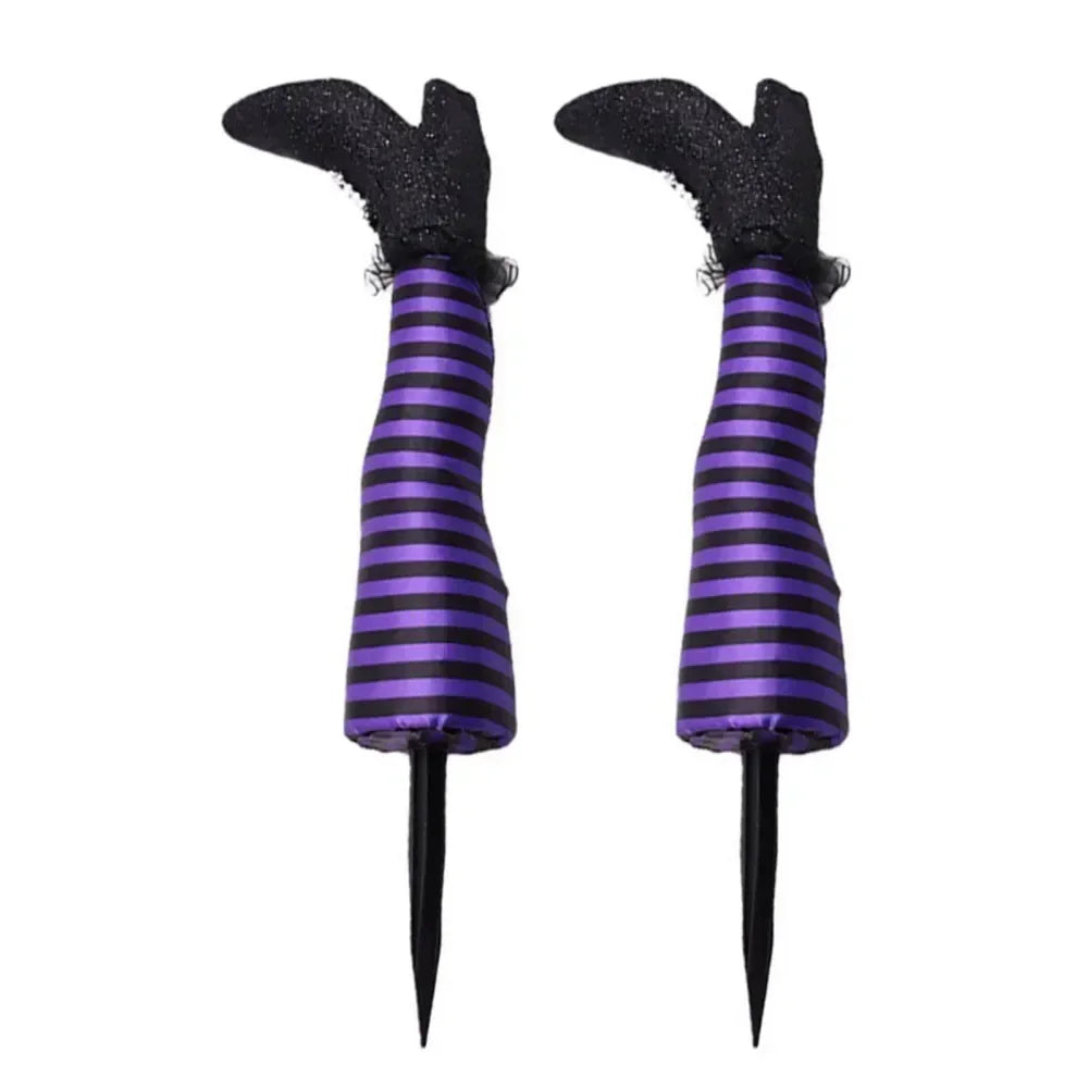 2pcs Halloween Evil Witch Legs Prosthetic Ornament Outdoor Yard Garden Patio Lawn Stake Halloween Party Decoration Props