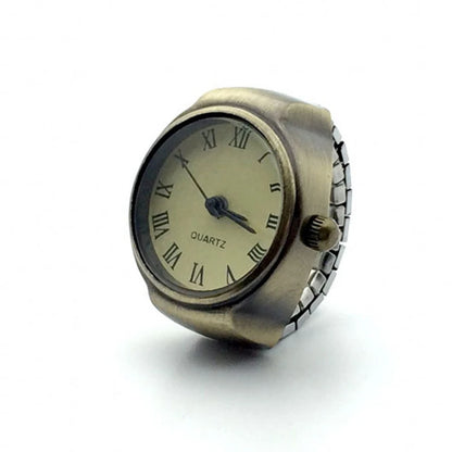Jewelry Finger Watch for Women Stretchy Elastic Band Round Simple Dial Quartz Ring Watches for Daily & Office
