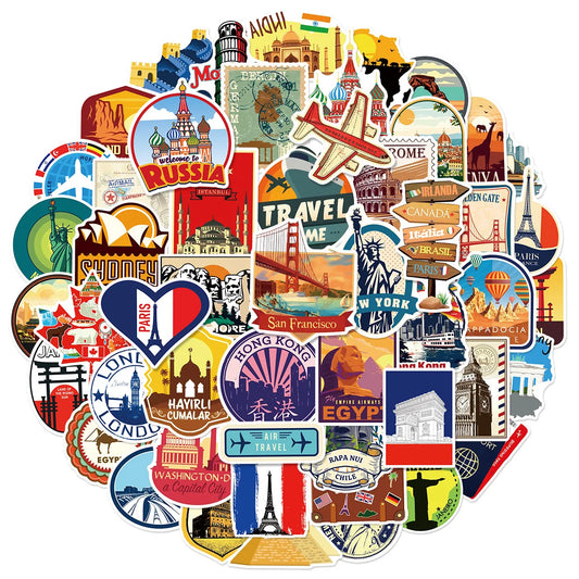 100PCS Travel Stickers Luggage Notebook Phone Waterproof