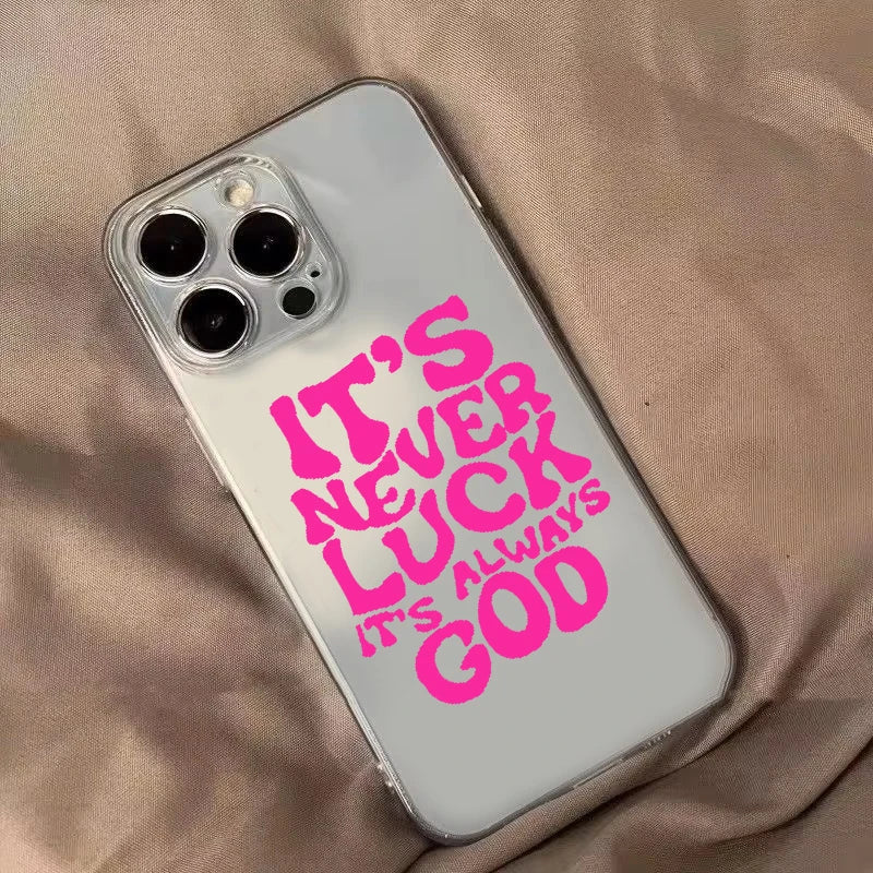 Pink Aesthetic English Letter Phone Case for IPhone 15 14 13 12 11 16 Pro Max 7 8 Plus X XR XS Mini Oil Painting Soft Cover Y2k