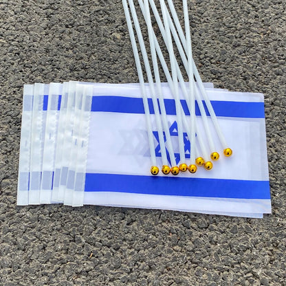 14x21CM 50pcs Israel flag Israel hand flags PVC Pole