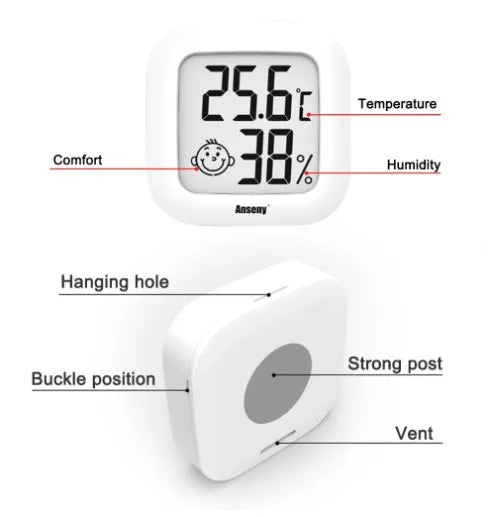 Digital Thermometer Hygrometer Indoor Room Electronic