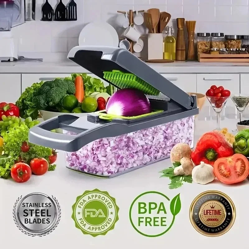 16in1 Vegetable Slicer Shredder with Basket Fruit Potato Carrot