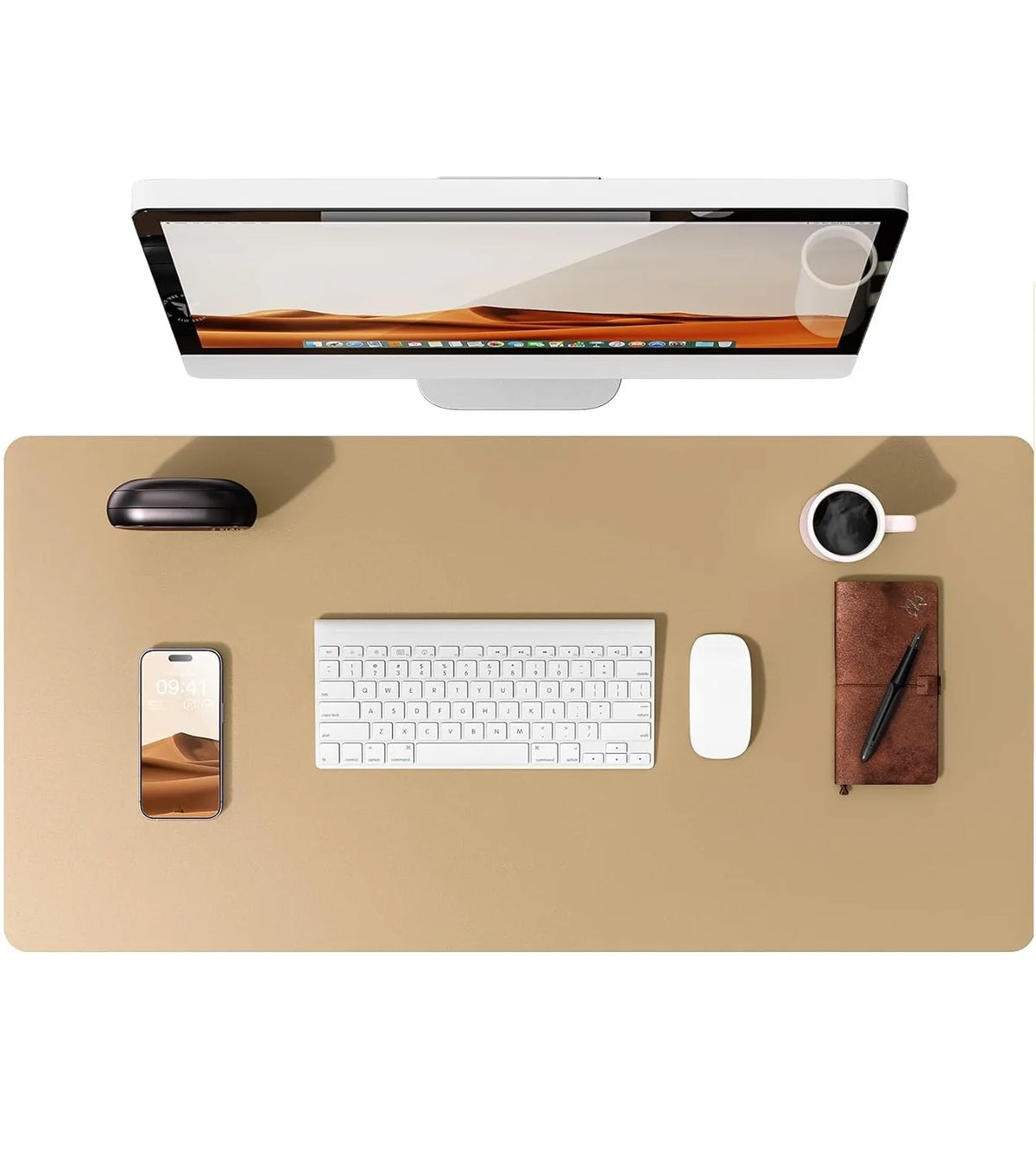 Mouse Pad Office Desk Mat Leather Desk Pad Protector Non-Slip PU Leather Desk Blotter