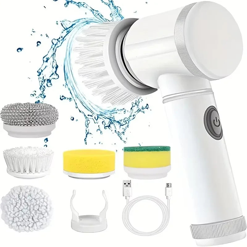 Cordless Electric Spin Scrubber with 5 Replaceable Brush Heads