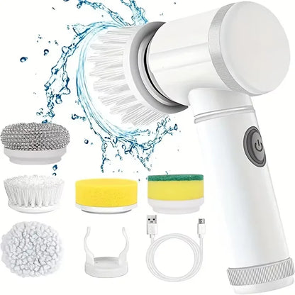 Cordless Electric Spin Scrubber with 5 Replaceable Brush Heads