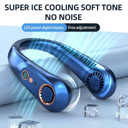 Portable Neck Fan Power Air Cooler USB Rechargeable Electric Fan