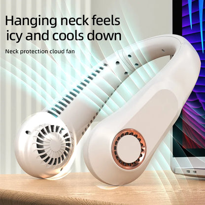 Portable Neck Fan Power Air Cooler USB Rechargeable Electric Fan
